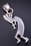 Silver & Gaspeite Multistone Navajo Inlay Kokopelli Pendant by Rick Tolino 5L17O
