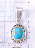 Silver & Turquoise Navajo Handmade Round Pendant by Samuel Yellowhair 3F19S