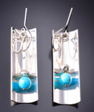 Silver & Turquoise Navajo Handmade Reflection Earrings by Jeremy Harrison 6H31C