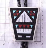 Silver & Turquoise Multistone Zuni Inlay Bolo Tie by Leander & Lisa Othole 4D15D