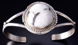 Silver & White Buffalo Turquoise Navajo Open Face Bracelet - Dave Skeets 5L20G