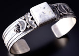 Silver & White Buffalo Turquoise Navajo Handmade Bracelet - Francis Yazzie 5L20L