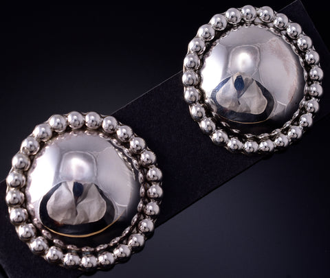 Silver Navajo Handmade Concho Post Earrings by Lorraine Chee 5G16B