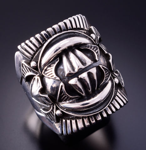 Size 12 Silver Navajo Handmade Concho Ring by Derrick Gordon 4A31M
