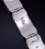 Vintage Silver & 14k Gold Navajo Handmade Link Bracelet stamped L 5K22D