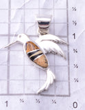 Silver Multistone Navajo Inlay Hummingbird Pendant by TSF 3L08A