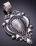 Silver Navajo Handmade Concho Pendant by Derrick Gordon 4A04M