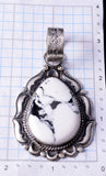 Silver & White Buffalo Turquoise Navajo Round Pendant by Tillie Jon 5L13D
