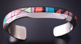 Silver Multistone Navajo Inlay Crossroads Bracelet by Jim Harrison 4C13G