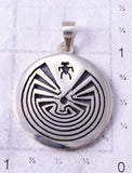Silver Hopi Handmade Man in the Maze Pendant by Gerald Lomaventema 5H25R