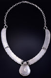 Vintage 19" Silver Feathers & Flowers Navajo Necklace by Anna Begay 5E06R