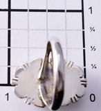 Size 9 White Buffalo Navajo Sterling Silver Ring by Norvin Johnson 6K27N
