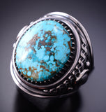 Size 10 Silver & Turquoise Navajo Handmade Ring by Derrick Gordon 4A04Q