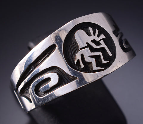 Vintage Size 10-1/4 Silver Hopi Dancing Kokopelli Ring by Cyrus Josytewa 6D09Q
