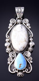 Silver & Golden Hills Turquoise White Buffalo Navajo Pendant - Erick Begay 6C02F