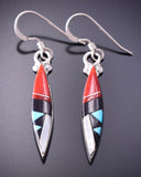 Silver & Turquoise Multistone Zuni Inlay Dangle Earrings - Cleo Kallestewa 4A29O