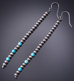 Silver Navajo Pearls w/ Turquoise Duster Earrings by Vangie Touchine 6G29V