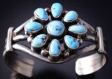 Silver & Golden Hills Turquoise Cluster Navajo Bracelet by Shirley Henry 6F09W