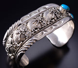 Silver & Kingman Turquoise Navajo Handmade Bracelet by Clarence Long 6F09E
