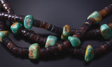 30" Three Strand Turquoise Nugget Multistone Santo Domingo Necklace by Randy Garcia - 5H25P