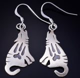 Silver Navajo Handmade Howling Wolf Earrings by Robert Gene 5G22R