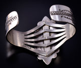 Silver & Coral Navajo Handstamped Bracelet by Eula Wylie 5J18D