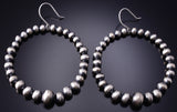 Silver Navajo Pearls Hoop Earrings by Amanda Larry 6D20M