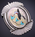 Vintage Silver Multistone Zuni Hummingbird Pendant/Brooch - Paul Peyketewa 6F22Z