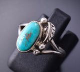 Vintage Size 5-3/4 Silver & Turquoise Feather Navajo Ring 3K09W