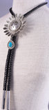 Silver & Turquoise Navajo Handmade Sunface Kachina Bolo Tie Wilford Begay 5J29O