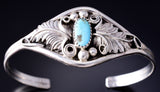 Navajo Handmade Kingman Turquoise Silver Bracelet by Harry B Yazzie 5L17U