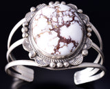 Silver & Wildhorse Stone Navajo Handmade Bracelet by Donovan Nez 5L20Q