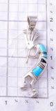 SIlver & Turquoise Multistone Navajo Kokopelli Pendant by Allen Lee 3F12T