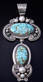 Silver & Blue Moon Nevada Turquoise Navajo Pendant by Erick Begay 5H03U