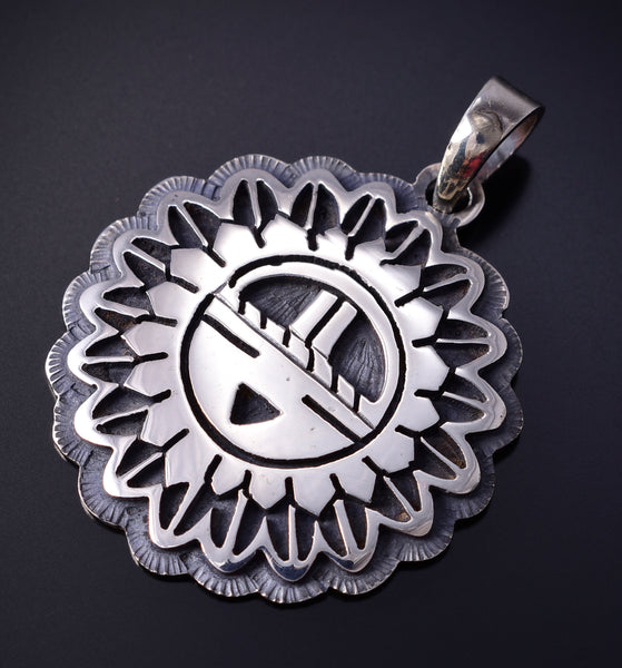 Silver Hopi Handmade Kachina Blessed Pendant by Gerald Lomaventema 5H25Q
