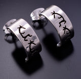 Kokopelli Silver Half Hoop Earrings By P. Skeet 4D02S