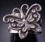 Size 8-1/2 Silver Navajo Tufacast Butterfly Love Ring by Darryl Dean Begay 5B19Y