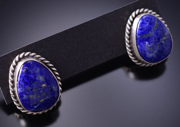 Silver & Lapis Navajo Handmade Post Earrings by Chassity Belone 6F09X