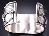 Silver & Turquoise Navajo Feathers 'n Flowers Bracelet by Jerry Thompson 6H31W