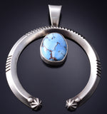 Silver & Golden Hills Turquoise Navajo Horseshoe Pendant by Erick Begay 6C01V
