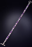 Vintage Silver Sugilite & Opal Navajo Inlay Link Bracelet 5L17N