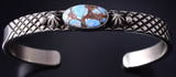Silver & Golden Hills Turquoise Navajo Concho Men's Bracelet - Erick Begay 5H01U