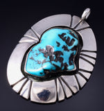 Vintage Silver & Turquoise Navajo Sunrays Pendant by J. Begay 6A03L