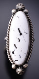Adjustable Size - White Buffalo Stone Navajo Ring by Johnny Dixon 6K26U