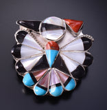 Silver & Turquoise Zuni Inlay T-Bird Pendant / Brooch by Sherry Nastacio 5B06Y