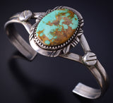 Vintage Silver & Turquoise Navajo Handmade Bracelet by Ed Kee 5K17L