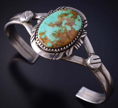 Vintage Silver & Turquoise Navajo Handmade Bracelet by Ed Kee 5K17L