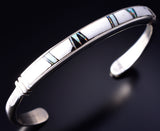 Silver & White Buffalo Turquoise & More Navajo Inlay Bracelet Rick Tolino 5L20N