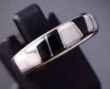 Size 5 - Navajo White Buffalo Inlay Ring by Tracy Peshlakai 6K22L