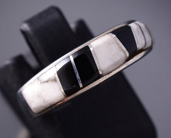 Size 5 - Navajo White Buffalo Inlay Ring by Tracy Peshlakai 6K22L